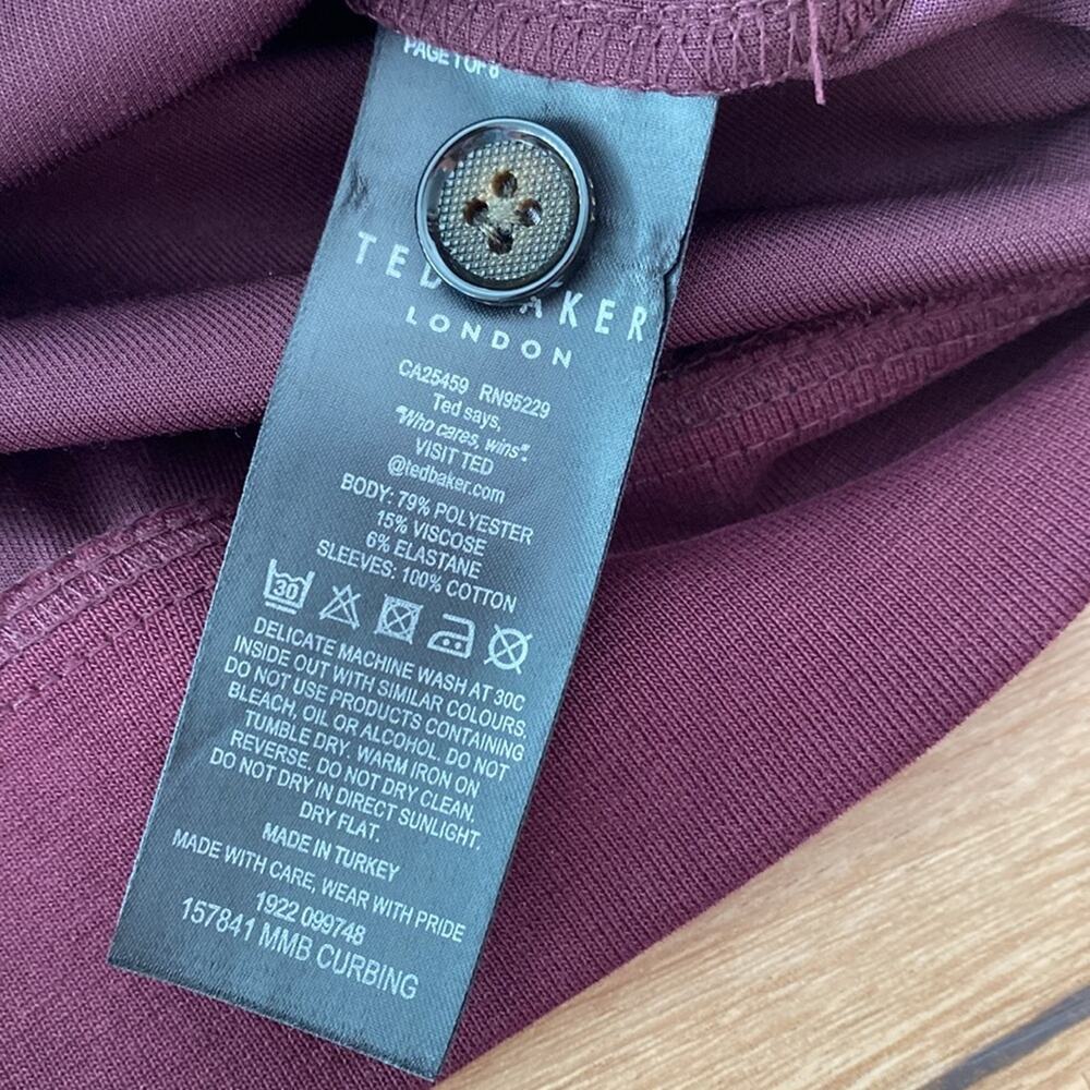 Ted Baker Bevyhil Quarter Zip Pullover Sweater Burgundy Mock Funnel Neck Sz L 4 - Picture 6 of 8
